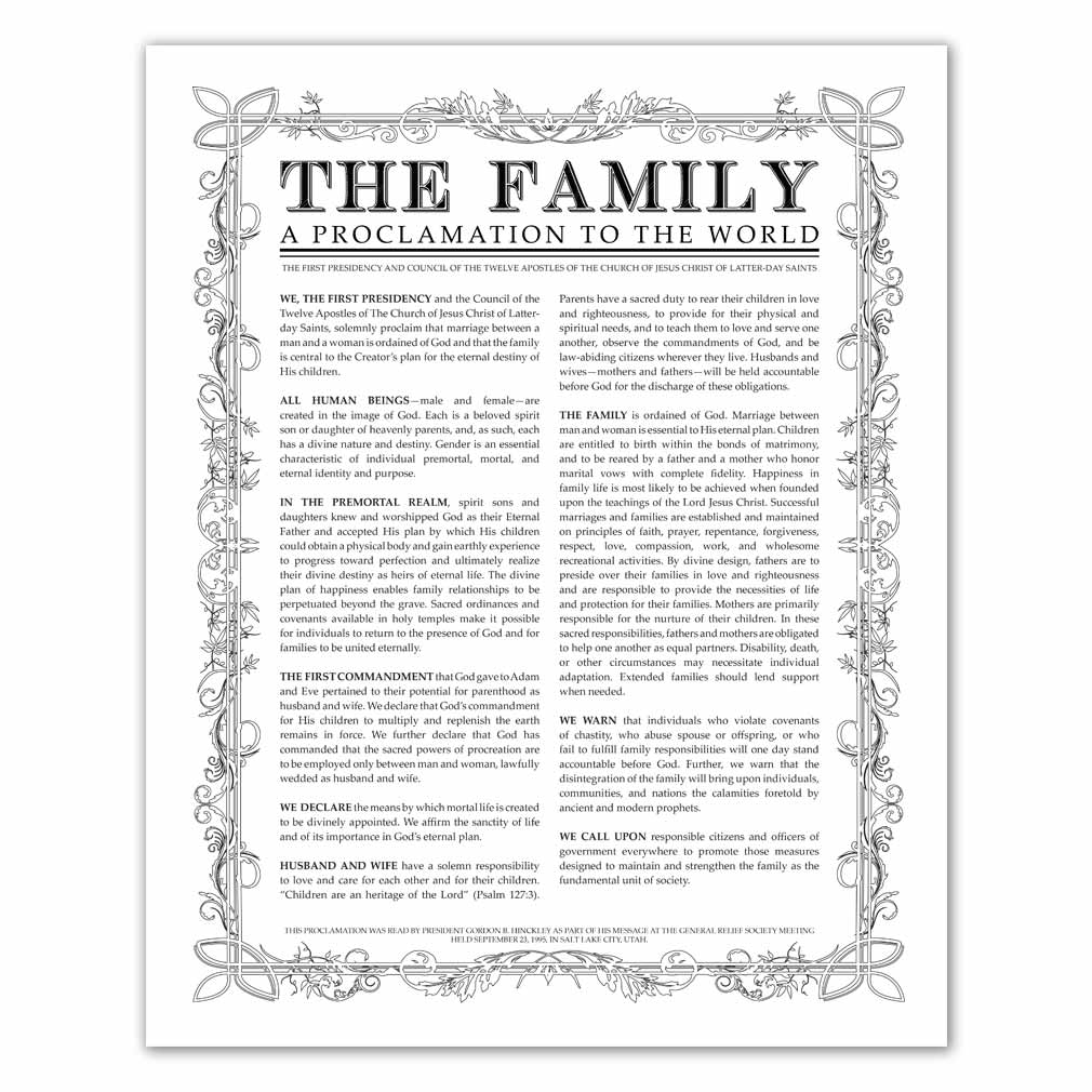 Free Printable The Family A Proclamation To The World Printable Word
