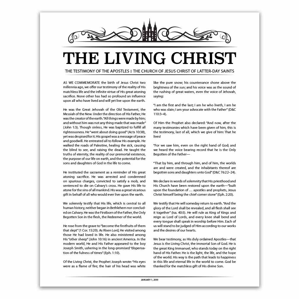The Living Christ Poster Black Temple Header Style Printable